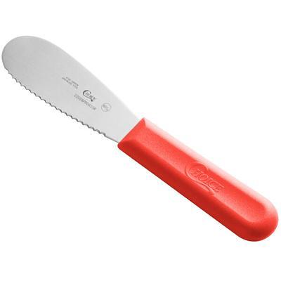 Choice 9 1/2 Red Coated Handle Stainless Steel Scalloped Tongs