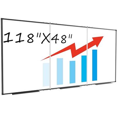 JILoffice Large Foldable White Board 60x40 Inches, Dry Erase Magnetic White Board, Silver Aluminum Frame with 2 Detachable Marker Tray Wall Mounted
