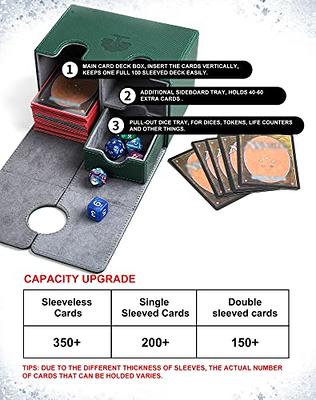 UAONO Card Deck Box for MTG Commander Deck, Double Deck Box With Dice Tray  Holds 200+ Sleeved Trading Cards, Card Case Storage Box for Magic The  Gathering Sports Playing Cards (Red) 