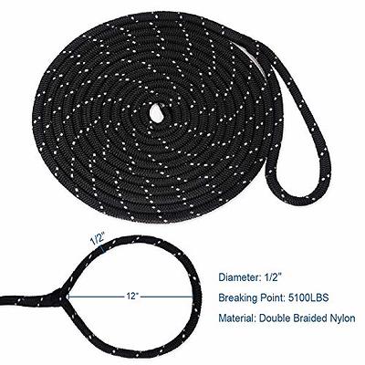 Obcursco Double Braided Nylon Reflective Dock Line Premium Anchor Line for  Boat, Marine (Black, 1/2-Inch x 25-Feet) - Yahoo Shopping