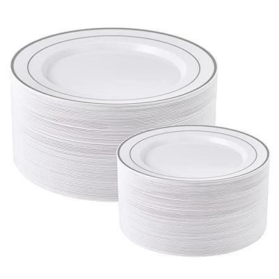 Aya's 60 Silver Plastic Plates Disposable Heavy Duty Premium Plastic  Plates, 30 Plastic Dinner Plates + 30 Dessert Appetizer Plates for  Weddings