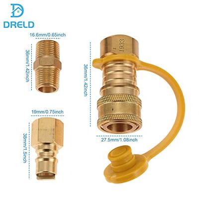 PATIKIL 5/8 SAE Male x 3/4 SAE Female Brass Flare Tube Fitting, 2 Pack Pipe  Fitting Reducer Gas Adapter Hex Coupling with PTFE Tape for HVAC Fuel Oil