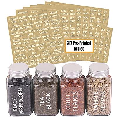 24 Pcs Glass Spice Jars with Spice & Pantry labels - 4oz Empty Square Spice  Containers Bottles Shaker Lids and Airtight Metal Caps - Measuring Spoons  Set and Silicone Funnel Included