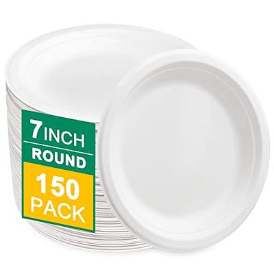 Comfy Package Round Compostable Plates Disposable Heavy Duty Paper