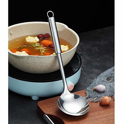 Large Silicone Ladles Soup Spoons, Heatproof Skimmer Strainer Slotted  Spoon,Non-Stick Cooking Silicone Scoop for