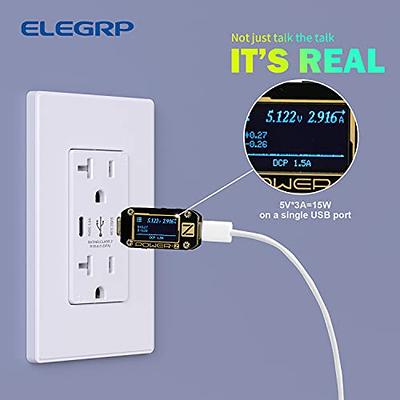 elegrp ELEGRP (6 Pack, White) 4.0 Amp Type A USB Outlet, 20 Amp