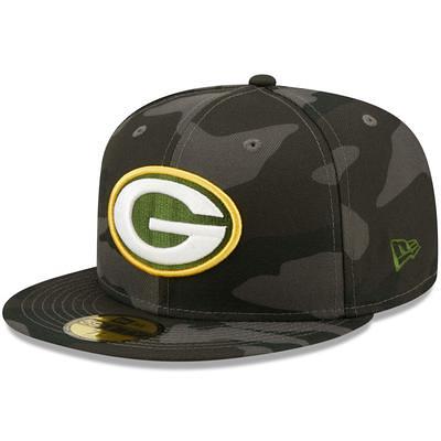 New Era Men's Green Bay Packers Patch Grey Pom Knit Beanie