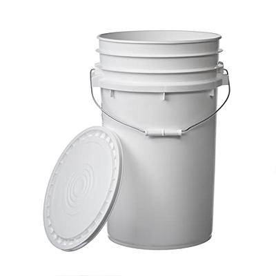 Hudson Exchange Premium 3.5 Gallon Bucket with Lid, HDPE, White, 4 Pack