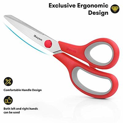 Scissors, IBayam 8 All Purpose Scissors Bulk 3-Pack, Ultra Sharp 2.5mm  Thick Blade Shears Comfort-Grip Scissors For Office Desk Accessories Sewing  Fabric Home Craft School Supplies, Right/Left Handed on Galleon Philippines