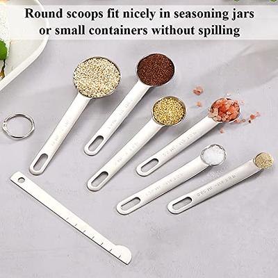 Stackable Measuring Spoons Set of 7 Including Leveler, Tablespoon