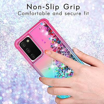 For Samsung Galaxy A02s 5G Glitter Cute Phone Case Girls w/Kickstand Pink