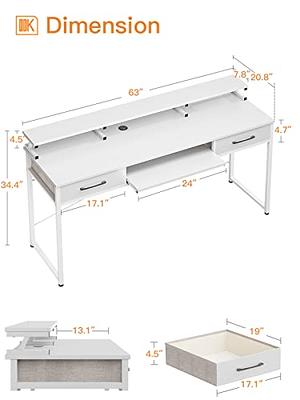 ODK Computer Desk with Keyboard Tray and Drawers, 48 inch Office