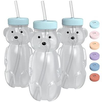 Ezvita Bear Silicone Sippy Cup with Straw Spill Proof Lid Anti-Slip Handles  for Babies and Toddlers Fun Early Learning Drink Tumbler Freezer Microwave  and Dishwasher Safe (Silver Sage)