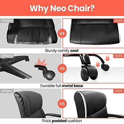 Neo Chair Office Chair Computer Desk Chair Gaming - Ergonomic High Back Cushion Lumbar Support with Wheels Comfortable Black Lea