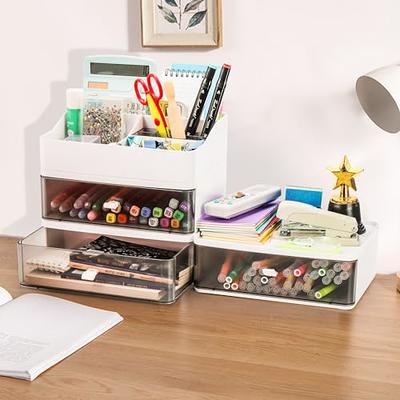 Clear Storage Boxes 3 Layer Compartments Stackable Multifunctional with Lid  and Handle Organiser Storage Case for Dorm Office White