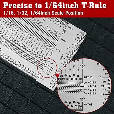 POWERTEC 80025 12-Inch Precision Marking T-Rule, Stainless Steel Marking & Measuring Tool