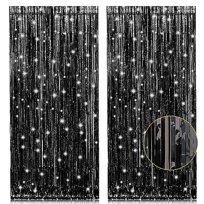 Black and Gold Party Streamers Decoration - GREATRIL Foil Fringe Backdrop  for New Years Eve 2024/Anniversary/Farewell/Cocktail/Prom/EID/Birthdays 