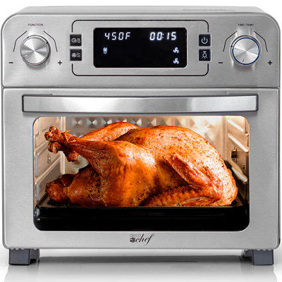 Deco Chef 24qt Stainless Steel Countertop Toaster Air Fryer Oven with Accessories (Black)