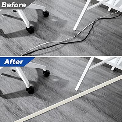 Rubber Bond Cord Cover Floor Cable Protector - Strong Self Adhesive Floor Cord  Covers for Wires - Low Profile Extension Cord Covers for Floor & Wall -  White - Thin Cord - 4 Feet 