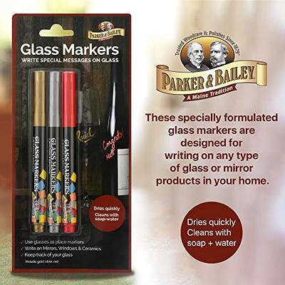 Parker & Bailey Glass Markers - Metallic Markers Wine Glass Markers Washable  Wine Markers for Window Mirror Ceramics Drink Glasses Bottles Non-Toxic  Glass Pens Gold Silver Red Markers - 3 Pack - Yahoo Shopping