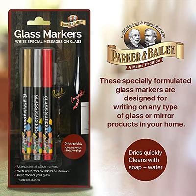 Parker & Bailey Glass Markers - Metallic Markers Wine Glass Markers  Washable Wine Markers for Window Mirror Ceramics Drink Glasses Bottles Non-Toxic  Glass Pens Gold Silver Red Markers - 3 Pack - Yahoo Shopping