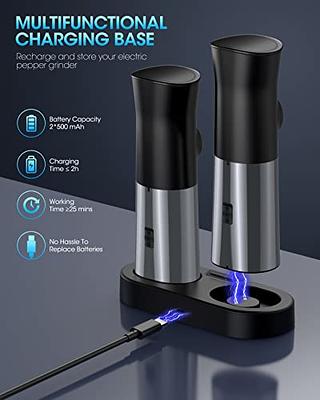 Rechargeable Gravity Salt & Pepper Grinder Set with LED Light