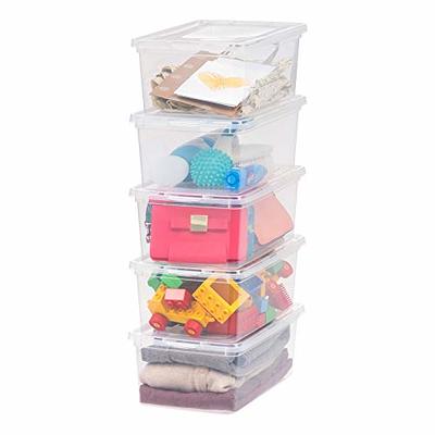 Sterilite 50 Qt ShelfTote, Stackable Storage Bin with Latching Lid, Plastic  Container to Organize Closet Shelves, Clear Base and Gray Lid, 18-Pack