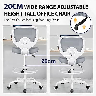 Mesh Drafting Chair Mid Back Office Chair Adjustable Height w/Footrest  Armless