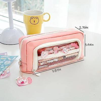 YOKUMA Clear Aesthetic Pencil Case Pouch for Girls Cute Kawaii