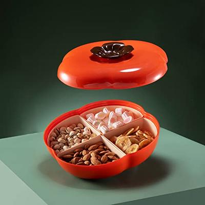 Divided Serving Tray with Lid & Handle Clear Round Platter Food Storage  Container Box for Candy Appetizer Snack Dried Fruit Nuts Vegetable Party