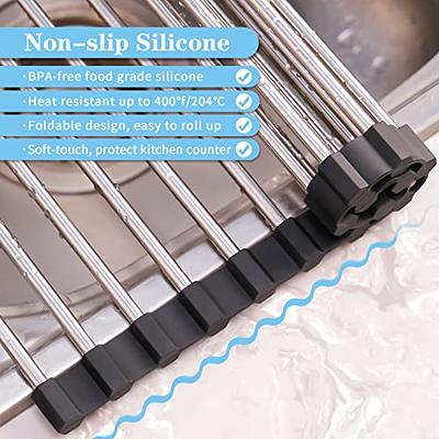 Roll Up Dish Drying Rack, Seropy Over The Sink Dish Drying Rack Kitchen  Rolling Dish Drainer, Foldable Sink Rack Mat Stainless Steel Wire Dish  Drying