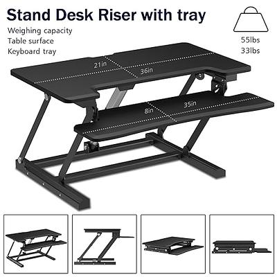 SHW 36-Inch Height Adjustable Standing Desk Sit to Stand Riser Converter  Workstation, Black