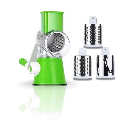 Rotary cheese Grater Shredder with handle 3 in 1 Nut grinder Chopper round  Tumbling box Mandoline slicer Vegetables slicers, Green - Yahoo Shopping