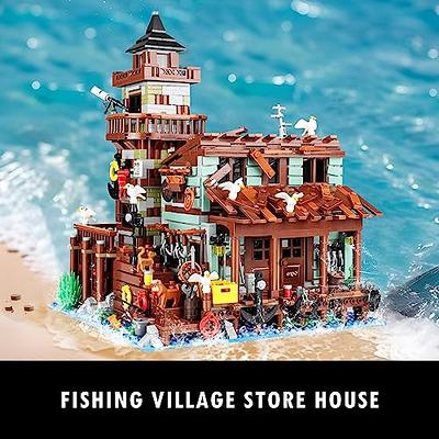 Fishing Village Store House Building Set with LED Light, 1881 PCS Wood  Cabin Mini Building Block, STEM Architecture Toys Kit, Birthday Gift for  Adults Ages 8-12+ Years（Not Compatible with Lego Set ） 