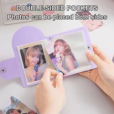 Photocard Binder Kpop Photocard Holder Book,200 Pockets Portable Photo  Album,Shiny Clear Binder Cover Refillable Notebook for Mini Instax,Business