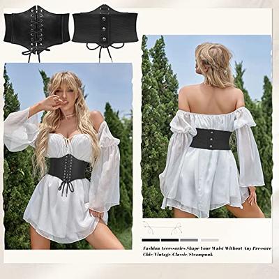 SUOSDEY Women Corset Waspie Belt Lace-up Retro Elastic Wide Belt