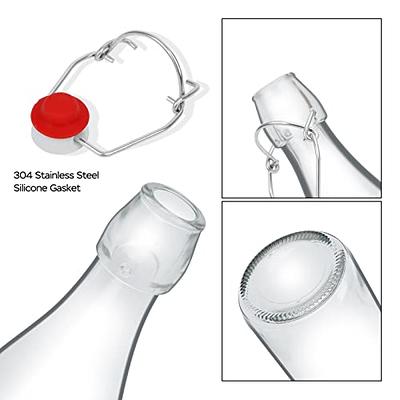 Clear Glass Beer Bottles for Home Brewing with Easy Wire Swing Cap &  Airtight Silicone Seal 16 oz- Case of 6