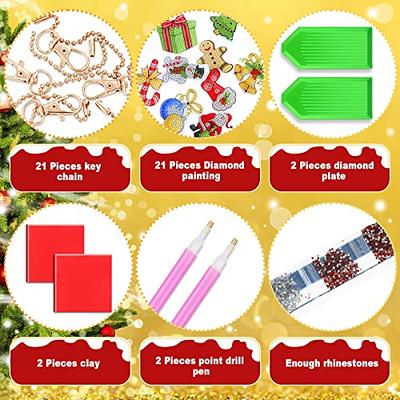 Christmas Diamond Art Keychain Kit, DIY Beginners 20 Piece Diamond