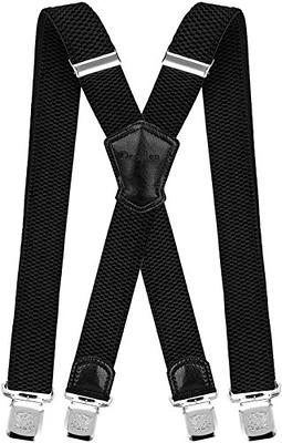 Mens Suspenders for Men with Clips Y Back Design Pant Clip Style Tuxedo  Braces - Navy 