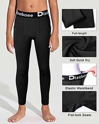 Dizoboee Boys Compression Pants Thermal Basketball Leggings Fleece