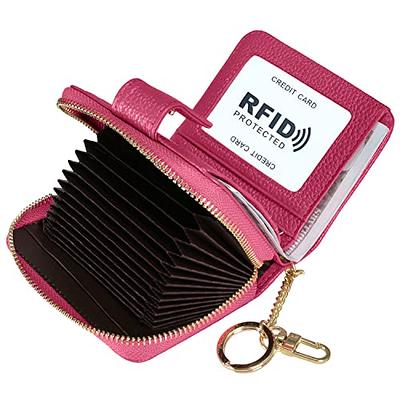 Beurlike Women's RFID Credit Card Holder Organizer Case Leather Security  Wallet Upgrade A (10 Accordion/Key Ring) - Rose - Yahoo Shopping