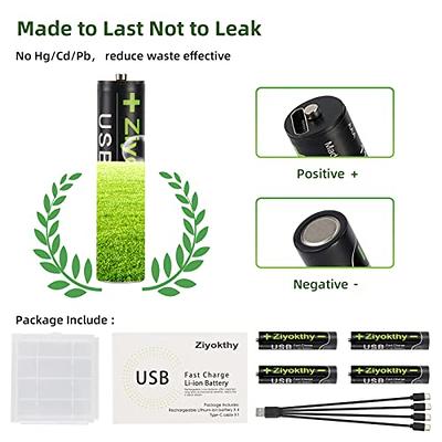 Lot EBL 1.5V USB Rechargeable AAA Lithium Battery Li-ion Batteries + Cable  Case