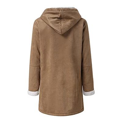 Winter Coats for Women Warm Fleece Lined Faux Fur Hooded Zip Up Down  Jackets Oversized Parka Outwear