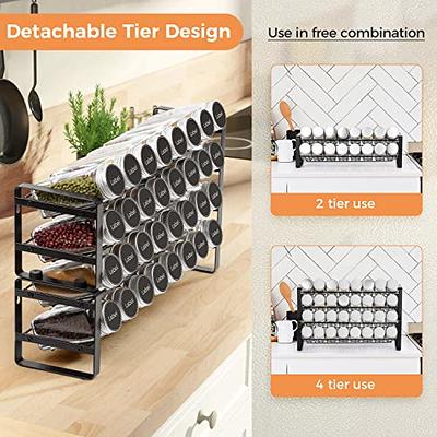 4-Tier Spice Drawer Organizer Expandable Acrylic Spice Rack Tray Seasoning  Bottle Storage Rack Kitchen Pantry Organization Shelf