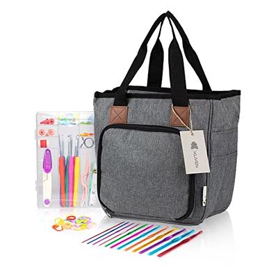 Teamoy Knitting Tote Bag with Drawstring Closure, Portable Yarn