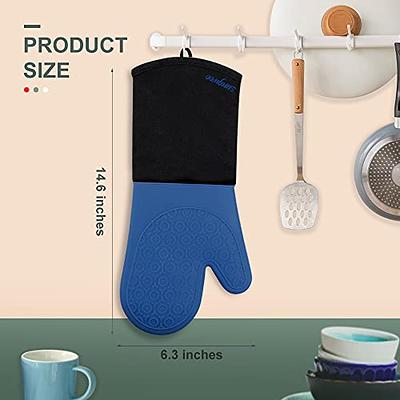 HOMWE Extra Long Professional Silicone Oven Mitt, Oven Mitts with Quilted  Liner, Heat Resistant Pot Holders, Flexible Oven Gloves, 1 Pair (Green,  13.7