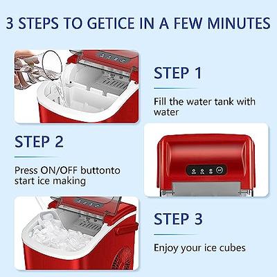 Crzoe Countertop Ice Maker Machine,Portable Ice Maker with  Handle,26Lbs/24H,9 Cubes Ready in 6 Mins,Self-Cleaning Ice Makers with Ice  Bags and Scoop Basket,for Home/Office(RED) - Yahoo Shopping