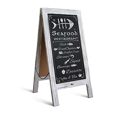 Hbcy Creations Rustic Magnetic A-Frame Chalkboard Deluxe Set / 8 Chalk Markers + 10 Stencils + 2 Magnets! Outdoor Sidewalk Chalkboard Sign/Large 40 x