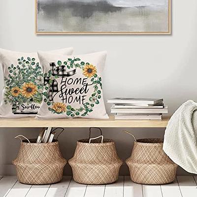 Spring Pillow Covers 18x18 Set Of 4 Farmhouse Throw Pillows Spring  Decorations Plaid Pillowcase For