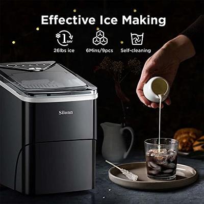 Silonn Ice Maker Countertop, 9 Cubes Ready in 6 Mins, 26lbs in